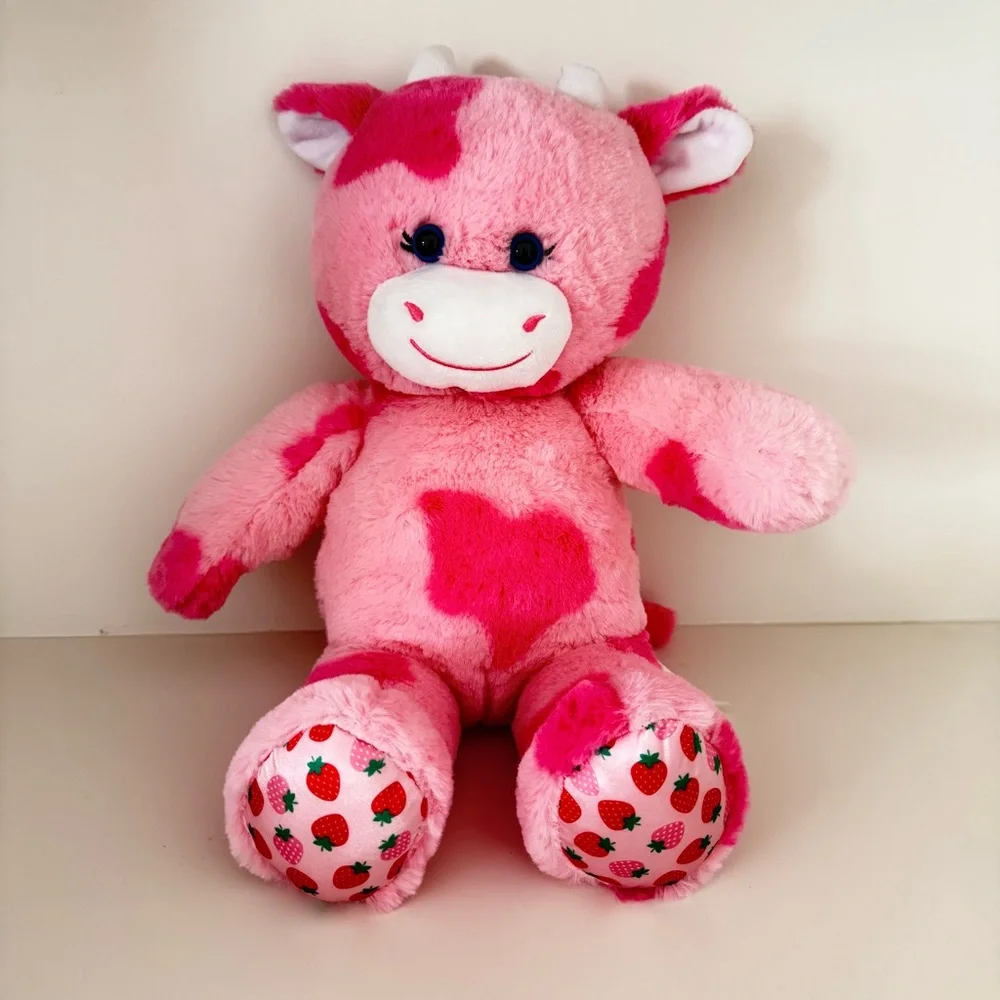 Build a Bear Strawberry Cow Pink Milkshake with Mooing Sound